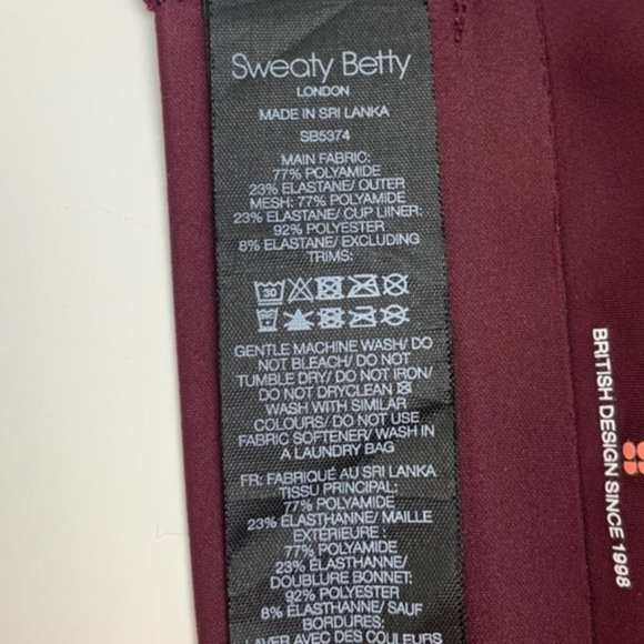NWOT Sweaty Betty Maroon All Train Sports Bra - Picture 6 of 8